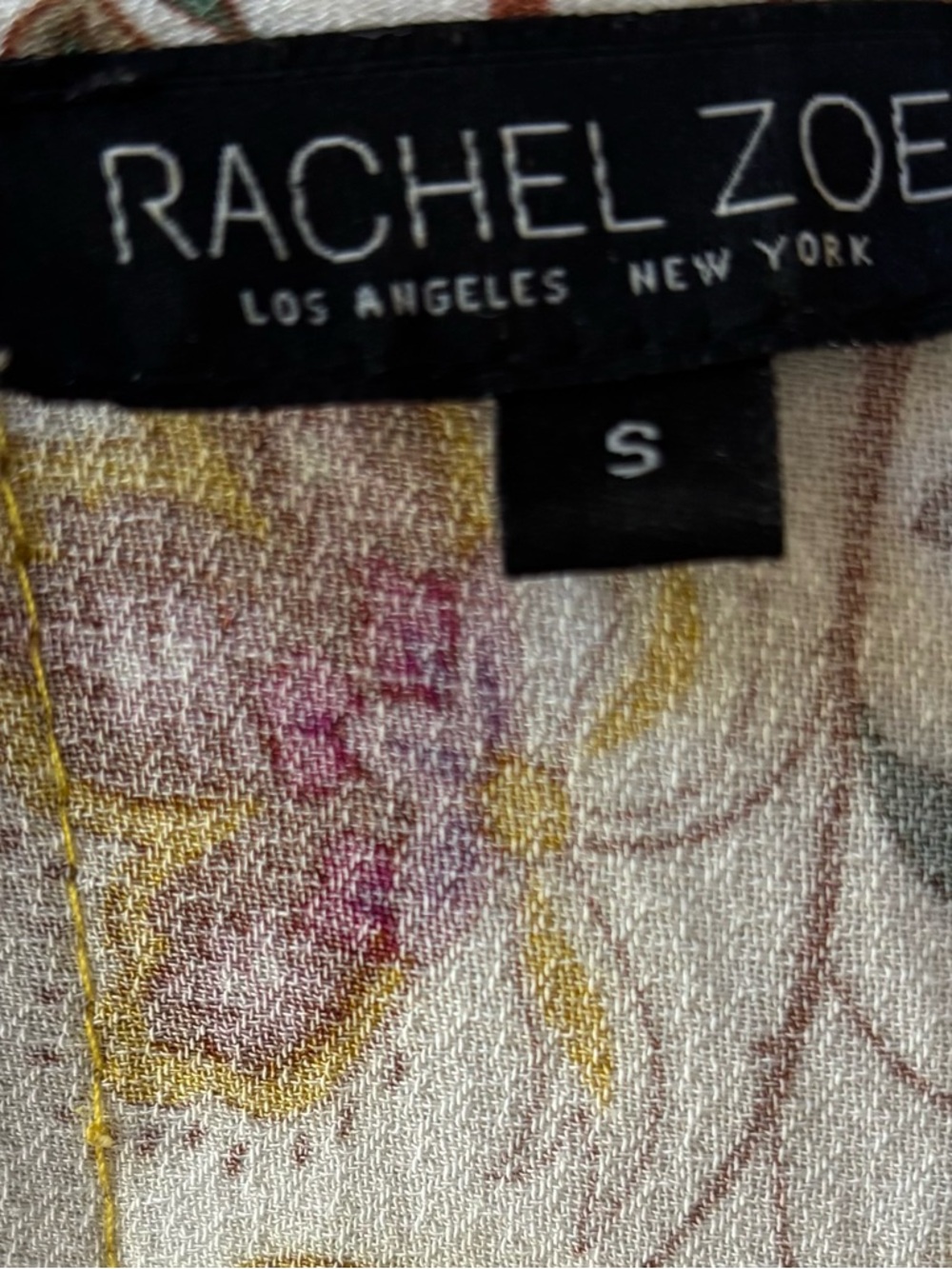 Rachel Zoe Boho Floral Peasant Blouse Tassel Tie Flowy Top S - Picture 7 of 9